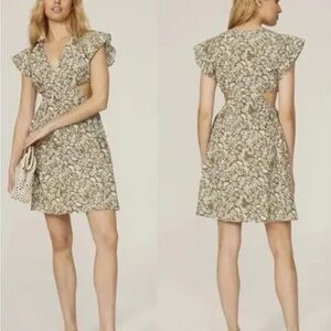 Rails Womens Nyla Mini Cut Out Dress SZ Med Olive Vine Print